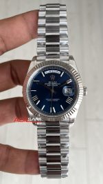 Rolex Day Date Mavi 228239 Blue Roman Dial 40mm President DD3255 Tungsten VS Factory V2 High Weight 183gr Super Clone Swiss ETA Saat