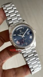 Rolex Day Date Mavi 228239 Blue Roman Dial 40mm President DD3255 Tungsten VS Factory V2 High Weight 183gr Super Clone Swiss ETA Saat