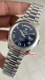 Rolex Day Date Mavi 228239 Blue Roman Dial 40mm President DD3255 Tungsten VS Factory V2 High Weight 183gr Super Clone Swiss ETA Saat