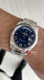 Rolex Day Date Mavi 228239 Blue Roman Dial 40mm President DD3255 Tungsten VS Factory V2 High Weight 183gr Super Clone Swiss ETA Saat