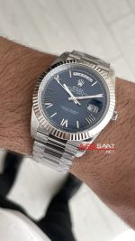 Rolex Day Date Mavi 228239 Blue Roman Dial 40mm President DD3255 Tungsten VS Factory V2 High Weight 183gr Super Clone Swiss ETA Saat