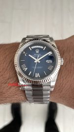 Rolex Day Date Ombre Blue 228239 Gölgeli Mavi Kadran 40mm President DD3255 Tungsten VS Factory V2 High Weight 183gr Super Clone Swiss ETA Saat