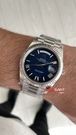 Rolex Day Date Ombre Blue 228239 Gölgeli Mavi Kadran 40mm President DD3255 Tungsten VS Factory V2 High Weight 183gr Super Clone Swiss ETA Saat