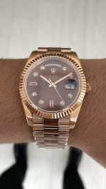 Rolex Day Date Ruby Chocolate 228235 President 40mm Rosegold Replika Saat