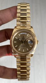 Rolex Day Date Şampanya 228238 Champagne Dial 40mm President Gold DD3255 Tungsten VS Factory V2 Super Clone Swiss ETA Saat
