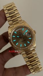 Rolex Day Date Şampanya 228238 Champagne Dial 40mm President Gold DD3255 Tungsten VS Factory V2 Super Clone Swiss ETA Saat