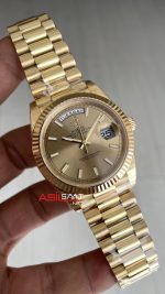 Rolex Day Date Şampanya 228238 Champagne Dial 40mm President Gold DD3255 Tungsten VS Factory V2 Super Clone Swiss ETA Saat