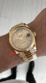 Rolex Day Date Şampanya 228238 Champagne Dial 40mm President Gold DD3255 Tungsten VS Factory V2 Super Clone Swiss ETA Saat