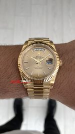 Rolex Day Date Şampanya 228238 Champagne Dial 40mm President Gold DD3255 Tungsten VS Factory V2 Super Clone Swiss ETA Saat