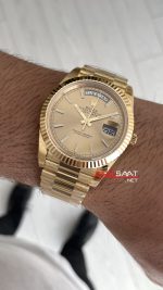 Rolex Day Date Şampanya 228238 Champagne Dial 40mm President Gold DD3255 Tungsten VS Factory V2 Super Clone Swiss ETA Saat