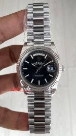 Rolex Day Date Siyah Kadran 228239 Bright Black Dial 40mm President DD3255 Tungsten VS Factory V2 High 183gr Weight Super Clone Swiss ETA Saat