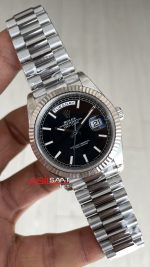 Rolex Day Date Siyah Kadran 228239 Bright Black Dial 40mm President DD3255 Tungsten VS Factory V2 High 183gr Weight Super Clone Swiss ETA Saat