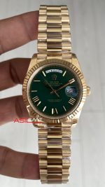 Rolex Day Date Yeşil 228238 Green Dial 40mm President DD3255 Gold Tungsten VS Factory V2 Super Clone Swiss ETA Saat