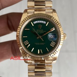 Rolex Day Date Yeşil 228238 Green Dial 40mm President DD3255 Gold Tungsten VS Factory V2 Super Clone Swiss ETA Saat
