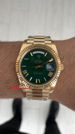 Rolex Day Date Yeşil 228238 Green Dial 40mm President DD3255 Gold Tungsten VS Factory V2 Super Clone Swiss ETA Saat