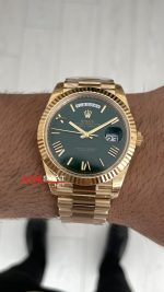 Rolex Day Date Yeşil 228238 Green Dial 40mm President DD3255 Gold Tungsten VS Factory V2 Super Clone Swiss ETA Saat
