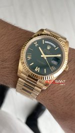 Rolex Day Date Yeşil 228238 Green Dial 40mm President DD3255 Gold Tungsten VS Factory V2 Super Clone Swiss ETA Saat
