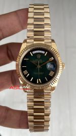 Rolex Day Date Yeşil 228238 Ombre Green Dial 40mm President DD3255 Gold Tungsten VS Factory V2 Super Clone Swiss ETA Saat