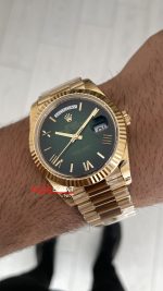 Rolex Day Date Yeşil 228238 Ombre Green Dial 40mm President DD3255 Gold Tungsten VS Factory V2 Super Clone Swiss ETA Saat