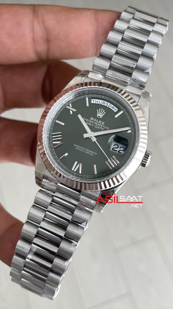 Rolex Day Date Yeşil 228239 Olive Green Dial 40mm President DD3255 Tungsten VS Factory V2 High Weight 183gr Super Clone Swiss ETA Saat Rolex Day Date Yeşil 228239 Olive Green Dial 40mm President DD3255 Tungsten VS Factory V2 High Weight 183gr Super Clone Swiss ETA Saat