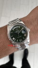 Rolex Day Date Yeşil 228239 Olive Green Dial 40mm President DD3255 Tungsten VS Factory V2 High Weight 183gr Super Clone Swiss ETA Saat