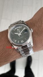 Rolex Day Date Yeşil 228239 Olive Green Dial 40mm President DD3255 Tungsten VS Factory V2 High Weight 183gr Super Clone Swiss ETA Saat