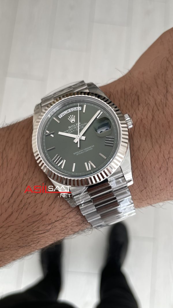 Rolex Day Date Yeşil 228239 Olive Green Dial 40mm President DD3255 Tungsten VS Factory V2 High Weight 183gr Super Clone Swiss ETA Saat Rolex Day Date Yeşil 228239 Olive Green Dial 40mm President DD3255 Tungsten VS Factory V2 High Weight 183gr Super Clone Swiss ETA Saat