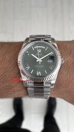 Rolex Day Date Yeşil 228239 Olive Green Dial 40mm President DD3255 Tungsten VS Factory V2 High Weight 183gr Super Clone Swiss ETA Saat