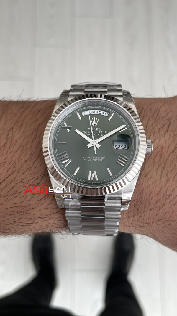Rolex Day Date Yeşil 228239 Olive Green Dial 40mm President DD3255 Tungsten VS Factory V2 High Weight 183gr Super Clone Swiss ETA Saat Rolex Day Date Yeşil 228239 Olive Green Dial 40mm President DD3255 Tungsten VS Factory V2 High Weight 183gr Super Clone Swiss ETA Saat