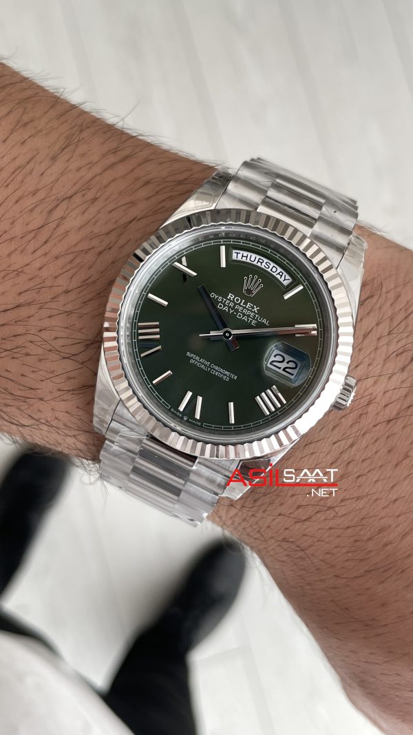 Rolex Day Date Yeşil 228239 Olive Green Dial 40mm President DD3255 Tungsten VS Factory V2 High Weight 183gr Super Clone Swiss ETA Saat Rolex Day Date Yeşil 228239 Olive Green Dial 40mm President DD3255 Tungsten VS Factory V2 High Weight 183gr Super Clone Swiss ETA Saat