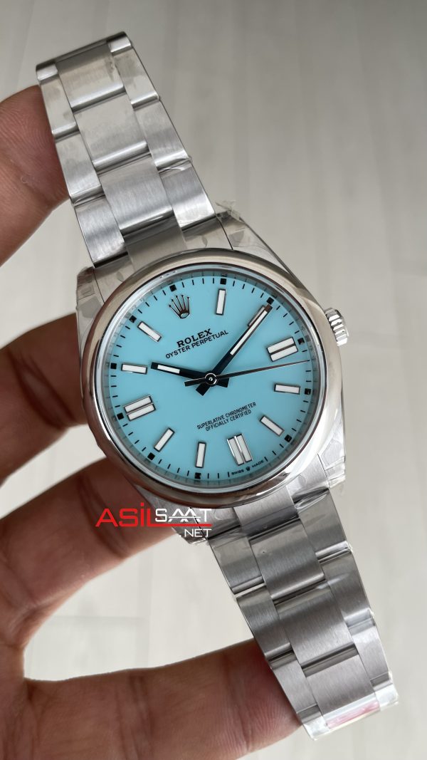 Rolex Oyster Perpetual Tiffany 124300 Turquoise Dial 41mm DD3230 Tungsten VS Factory V2 Super Clone Swiss ETA Saat Rolex Oyster Perpetual Tiffany 124300 Turquoise Dial 41mm DD3230 Tungsten VS Factory V2 Super Clone Swiss ETA Saat