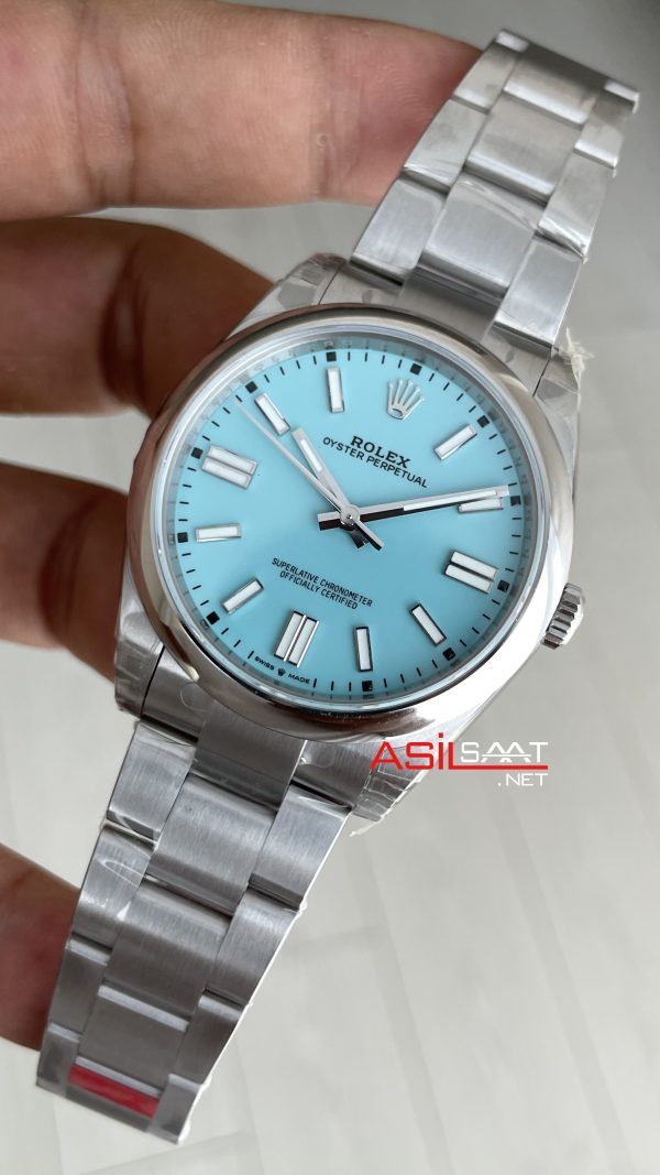 Rolex Oyster Perpetual Tiffany 124300 Turquoise Dial 41mm DD3230 Tungsten VS Factory V2 Super Clone Swiss ETA Saat Rolex Oyster Perpetual Tiffany 124300 Turquoise Dial 41mm DD3230 Tungsten VS Factory V2 Super Clone Swiss ETA Saat