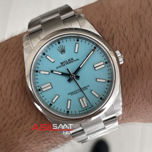 Rolex Oyster Perpetual Tiffany 124300 Turquoise Dial 41mm DD3230 Tungsten VS Factory V2 Super Clone Swiss ETA Saat