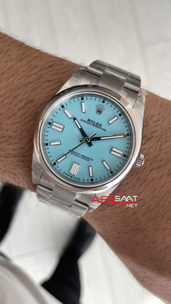 Rolex Oyster Perpetual Tiffany 124300 Turquoise Dial 41mm DD3230 Tungsten VS Factory V2 Super Clone Swiss ETA Saat Rolex Oyster Perpetual Tiffany 124300 Turquoise Dial 41mm DD3230 Tungsten VS Factory V2 Super Clone Swiss ETA Saat
