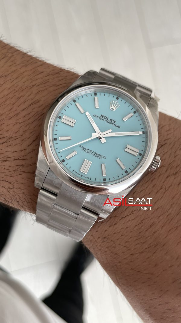Rolex Oyster Perpetual Tiffany 124300 Turquoise Dial 41mm DD3230 Tungsten VS Factory V2 Super Clone Swiss ETA Saat Rolex Oyster Perpetual Tiffany 124300 Turquoise Dial 41mm DD3230 Tungsten VS Factory V2 Super Clone Swiss ETA Saat