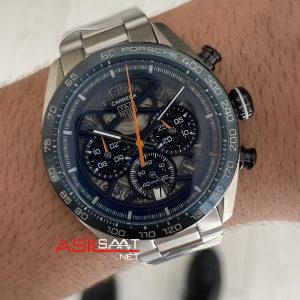 TAG Heuer Porsche Carrera Chronograph 44mm Mavi Kadran Replika Saat