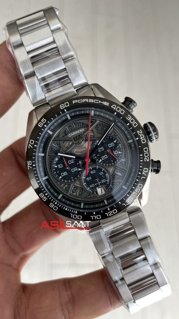 TAG Heuer Porsche Carrera Chronograph 44mm Siyah Kadran Replika Saat TAG Heuer Porsche Carrera Chronograph 44mm Siyah Kadran Replika Saat