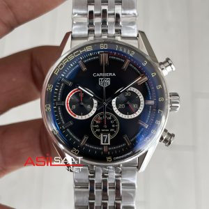 TAG Heuer Porsche Carrera Chronosprint Jubilee Chronograph 41mm Siyah Kadran Replika Saat