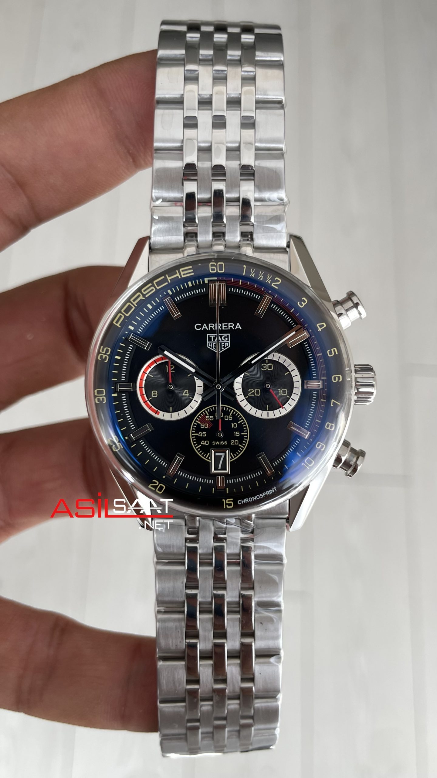TAG Heuer Porsche Carrera Chronosprint Jubilee Chronograph 41mm Siyah Kadran Replika Saat