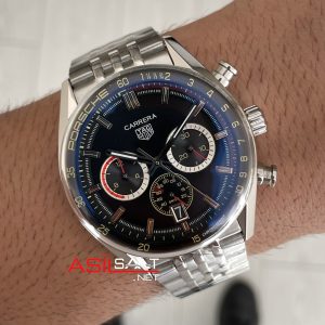 TAG Heuer Porsche Carrera Chronosprint Jubilee Chronograph 41mm Siyah Kadran Replika Saat