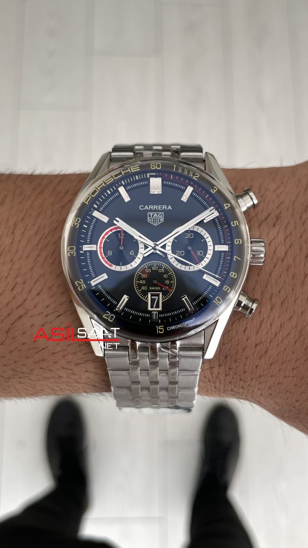 TAG Heuer Porsche Carrera Chronosprint Jubilee Chronograph 41mm Siyah Kadran Replika Saat TAG Heuer Porsche Carrera Chronosprint Jubilee Chronograph 41mm Siyah Kadran Replika Saat