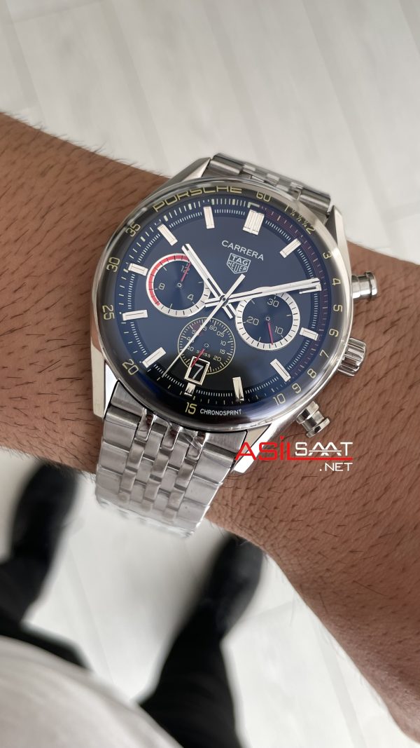TAG Heuer Porsche Carrera Chronosprint Jubilee Chronograph 41mm Siyah Kadran Replika Saat TAG Heuer Porsche Carrera Chronosprint Jubilee Chronograph 41mm Siyah Kadran Replika Saat