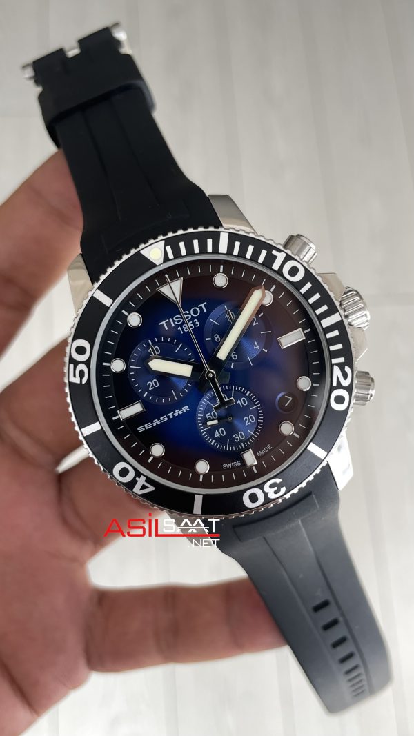 Tissot Seastar 1000 Chronograph Silver 45mm Mavi Kadran