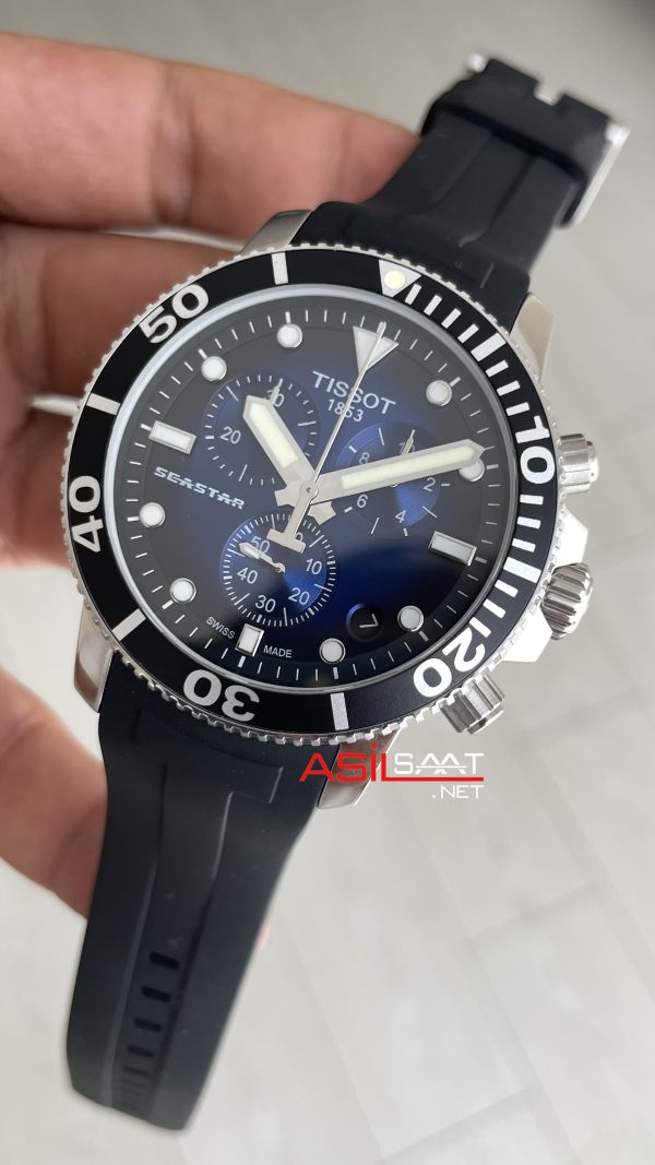 Tissot Seastar 1000 Chronograph Silver 45mm Mavi Kadran
