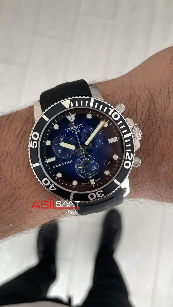 Tissot Seastar 1000 Chronograph Silver 45mm Mavi Kadran