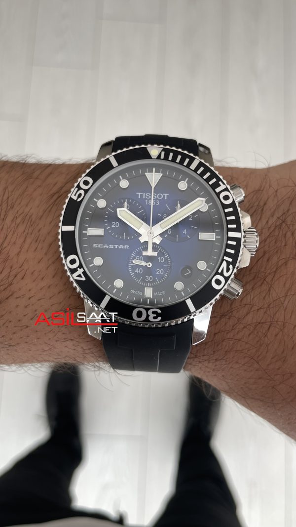 Tissot Seastar 1000 Chronograph Silver 45mm Mavi Kadran