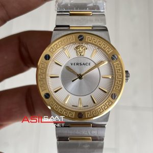 Versace Greca Logo VEVH00620 Beyaz Kadran 38mm Two Tone Gold Kadın Kol Saati