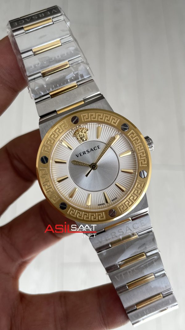 Versace Greca Logo VEVH00620 Beyaz Kadran 38mm Two Tone Gold Kadın Kol Saati Versace Greca Logo VEVH00620 Beyaz Kadran 38mm Two Tone Gold Kadın Kol Saati