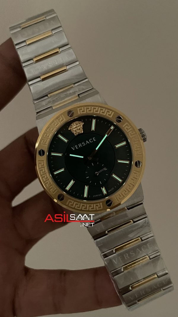 Versace Greca Logo VRSCVEVI00420 Yeşil Kadran 41mm Two Tone Gold Erkek Kol Saati Versace Greca Logo VRSCVEVI00420 Yeşil Kadran 41mm Two Tone Gold Erkek Kol Saati