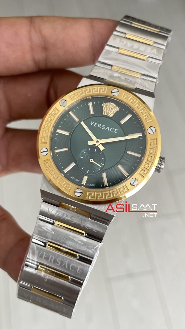Versace Greca Logo VRSCVEVI00420 Yeşil Kadran 41mm Two Tone Gold Erkek Kol Saati Versace Greca Logo VRSCVEVI00420 Yeşil Kadran 41mm Two Tone Gold Erkek Kol Saati